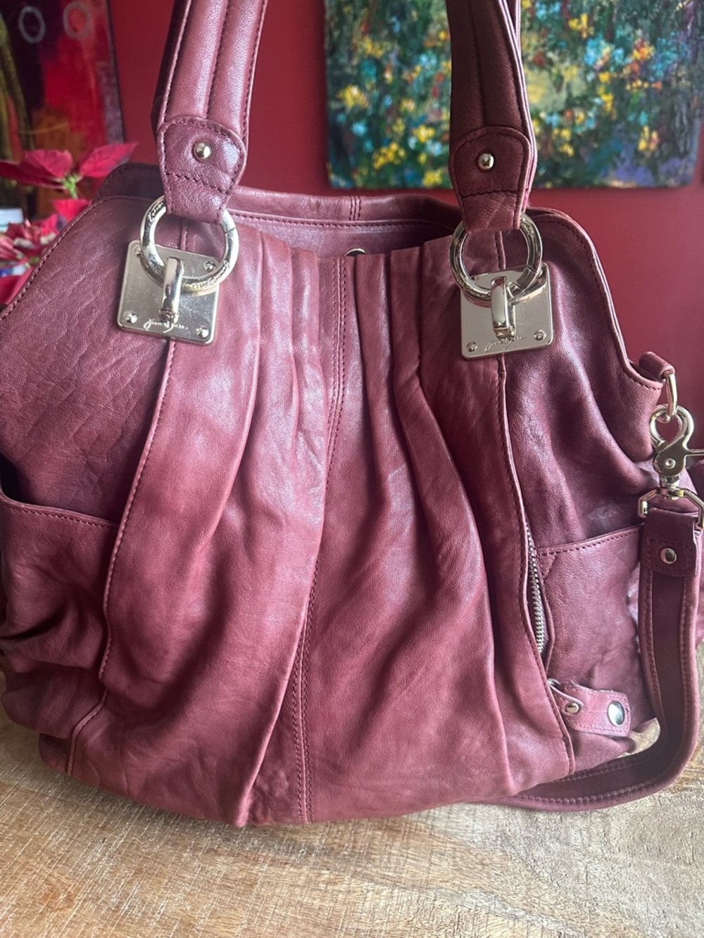 Vintage Leather Hobo Bag – Y2K | Burgundy | Excellent Condition - Picture 2 of 10